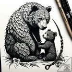 Tattoo sketch, merida and bear cub silhouette… – style Jaeger Simple – tattoo sketch (19.11.2025 21:04)