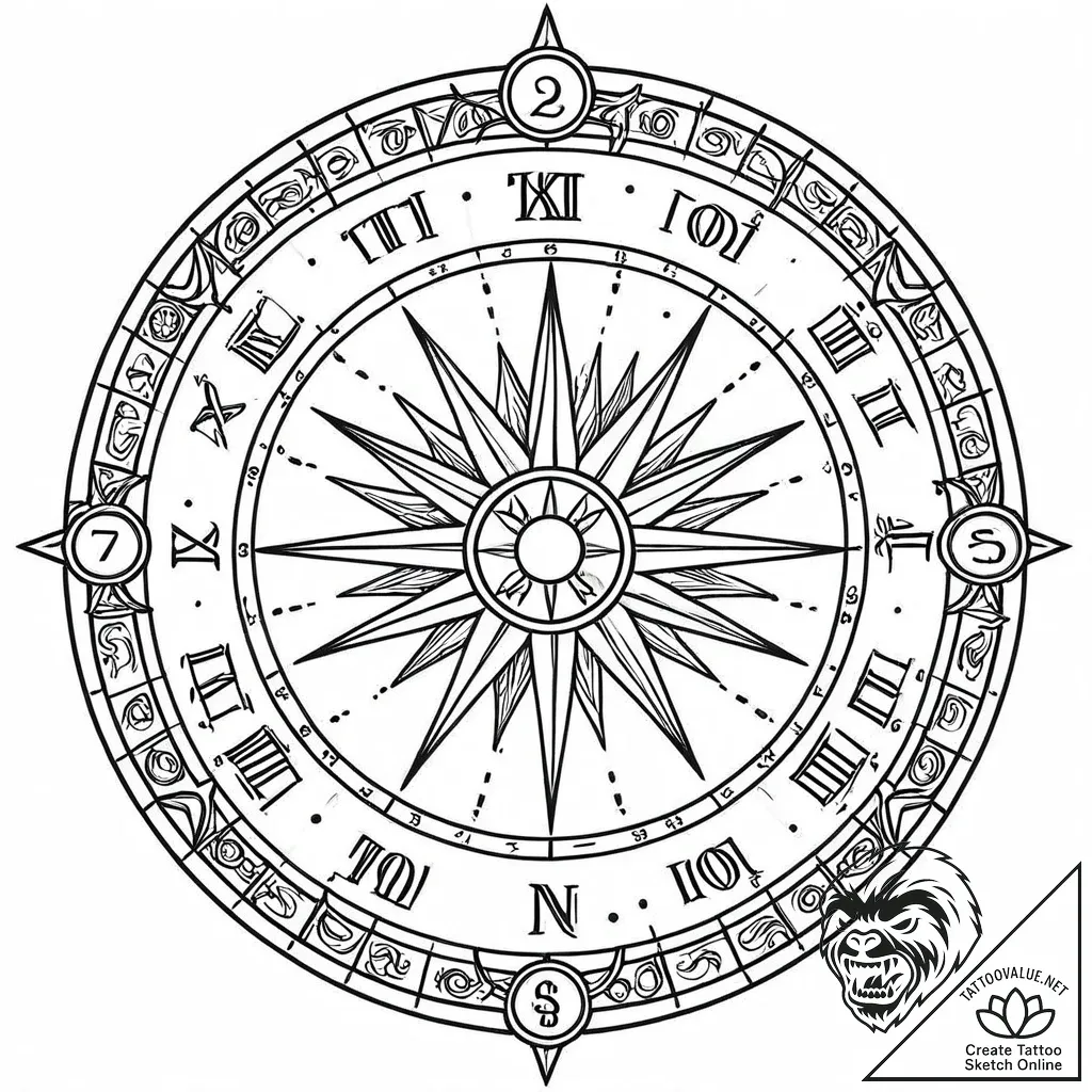 Tattoo design a zodiac symbol with a hidden '... - style Jaeger Mini - tattoo sketch (19.11.2025 21:25)