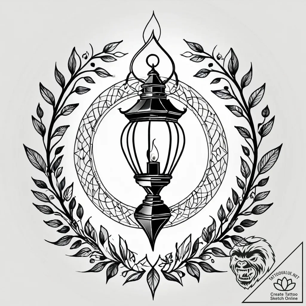 Spirit lantern flickering in void, tattoo fla... - style Jagger Old - tattoo sketch (19.11.2025 21:44)