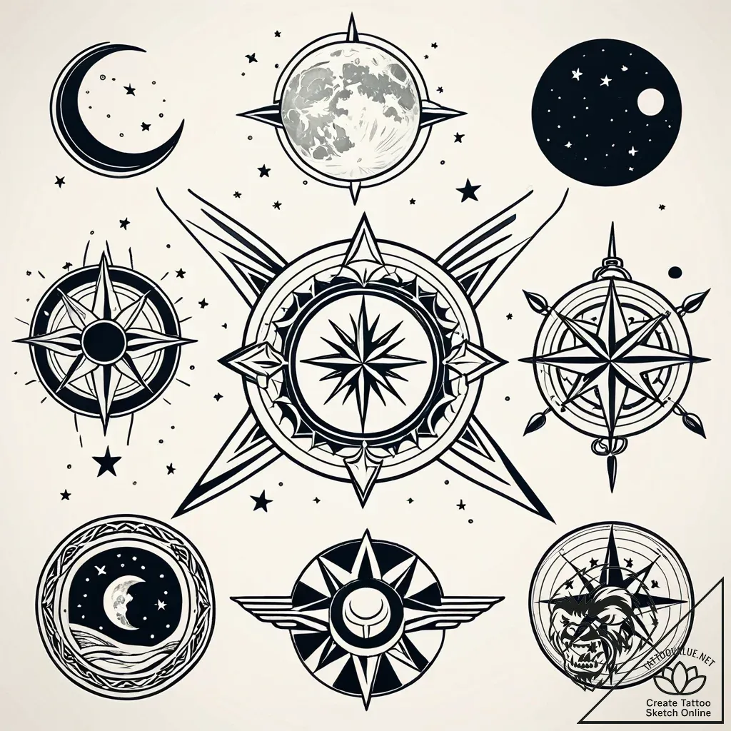Tattoo sketch a moon phase where each phase i... - style Jaeger Simple - tattoo sketch (19.11.2025 22:24)