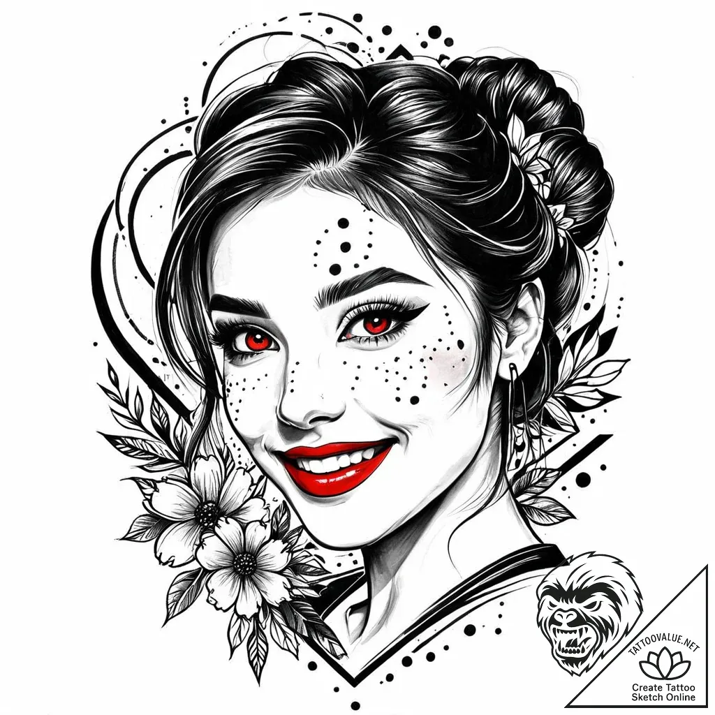 Tattoo design: a portrait of lada, with a ben... - style Jaeger Mini - tattoo sketch (19.11.2025 22:45)