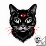 Black cat with third eye, artistic tattoo ske… – style Flux Inscriptions – tattoo sketch (19.11.2025 23:25)