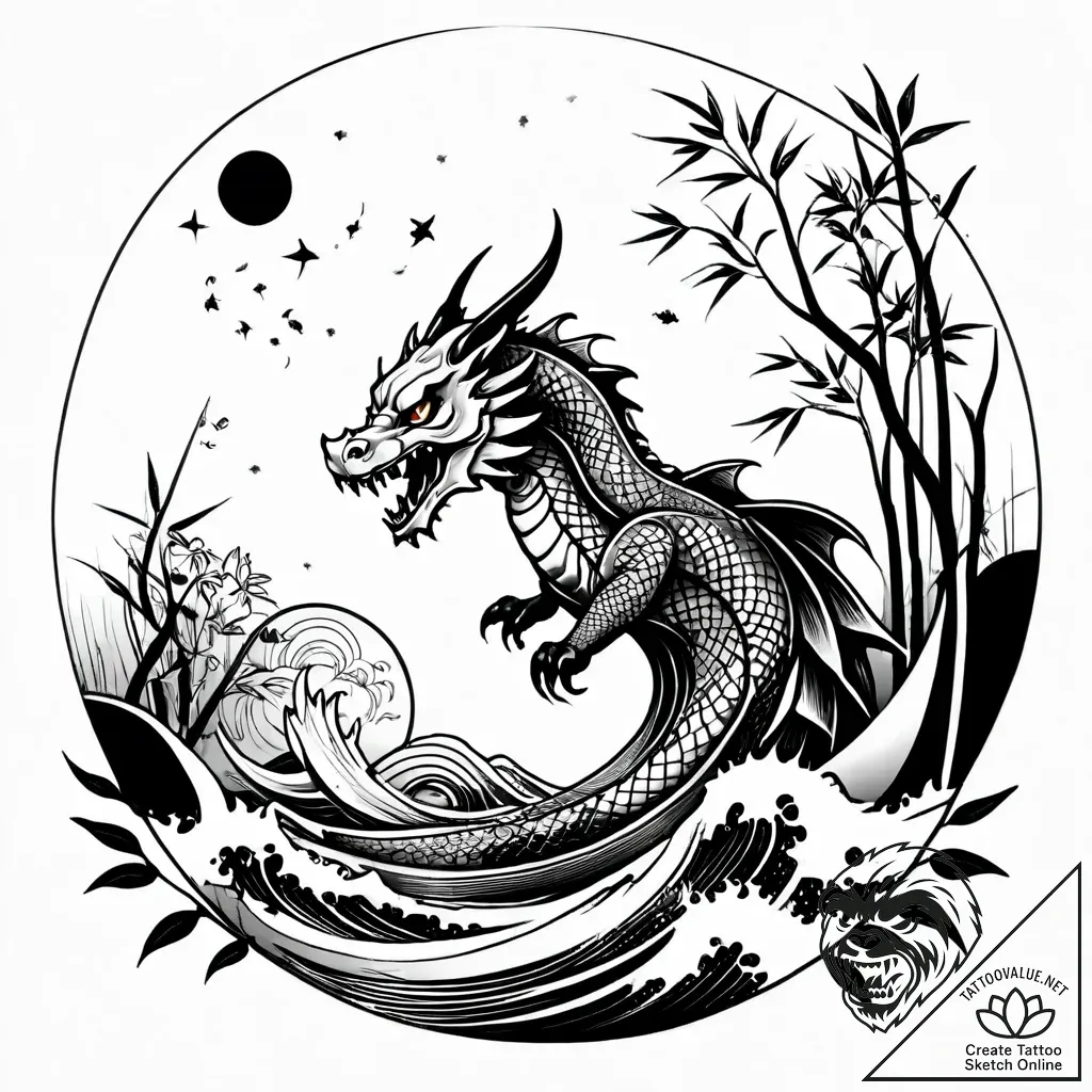 Ghostly samurai warrior fading into a bamboo... - style Jagger Old - tattoo sketch (20.11.2025 00:25)