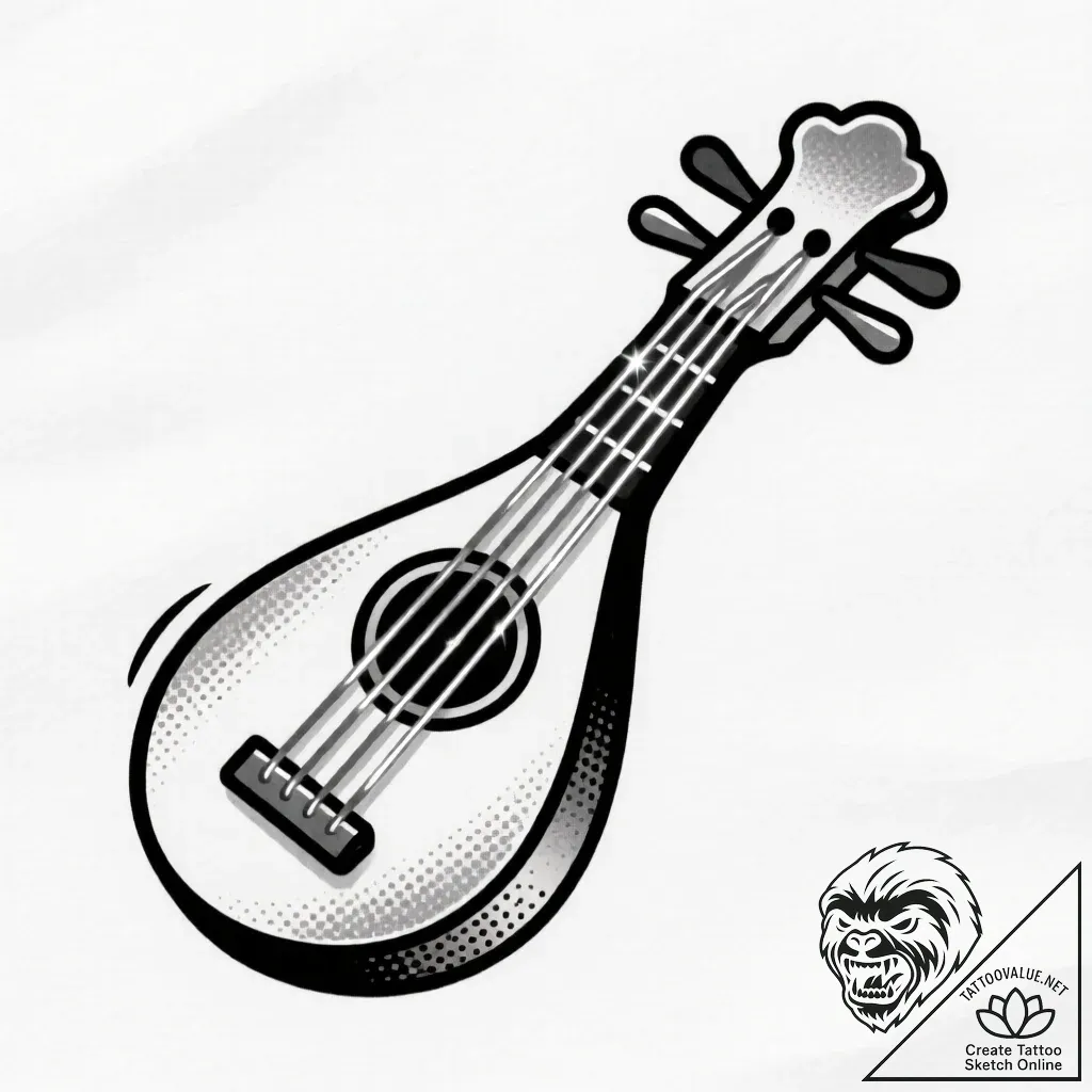 Lute with strings made of spider silk, tattoo... - style Flux Inscriptions - tattoo sketch (20.11.2025 00:45)