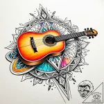 Lute made of polished, pale wood and silver s… – style Jaeger Simple – tattoo sketch (20.11.2025 01:05)