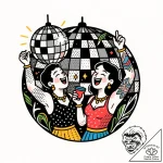 Eskiz.to, tattoo sketch, king julien partying… – style Flux Inscriptions – tattoo sketch (20.11.2025 02:05)