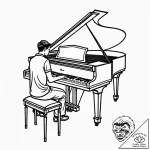 A person playing a grand piano in an empty co… – style Jaeger Simple – tattoo sketch (20.11.2025 02:24)