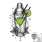 Tat tattoo sketch, bartender’s cocktail shake… – style Jaeger Mini – tattoo sketch (20.11.2025 02:45)