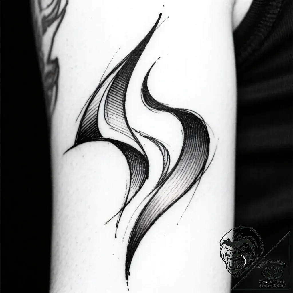Tattoo design a blend of sharp, angular lines... - style Flux Inscriptions - tattoo sketch (20.11.2025 03:25)