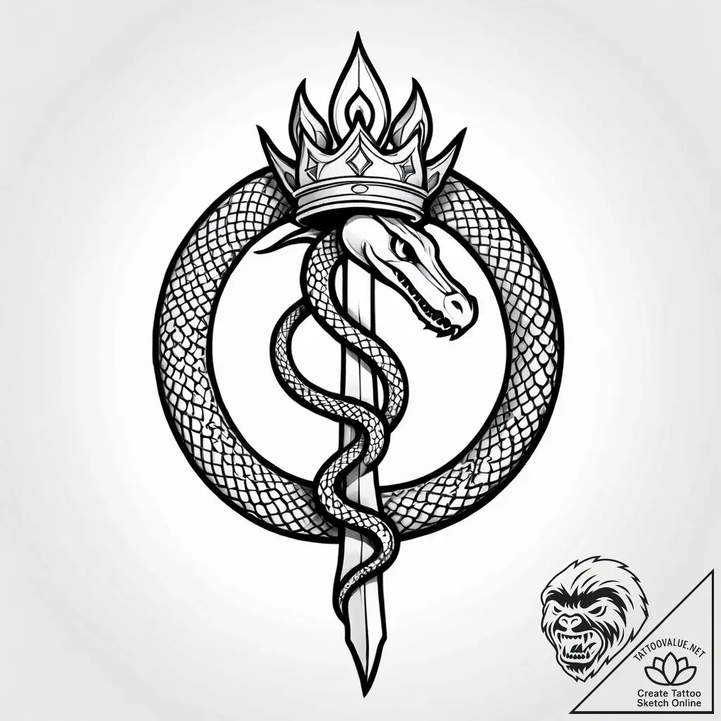 Night serpent crowned with thorns, artistic t... - style Jagger Old - tattoo sketch (20.11.2025 04:25)