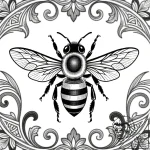 пчела, tattoo line art, black and white sketc… – style Flux Inscriptions – tattoo sketch (20.11.2025 04:45)