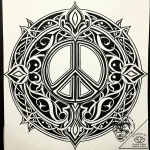 The peace symbol made from broken weapons, ta… – style Jaeger Simple – tattoo sketch (20.11.2025 05:04)