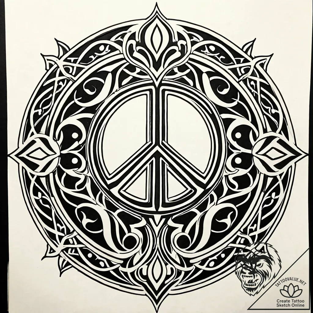 The peace symbol made from broken weapons, ta... - style Jaeger Simple - tattoo sketch (20.11.2025 05:04)
