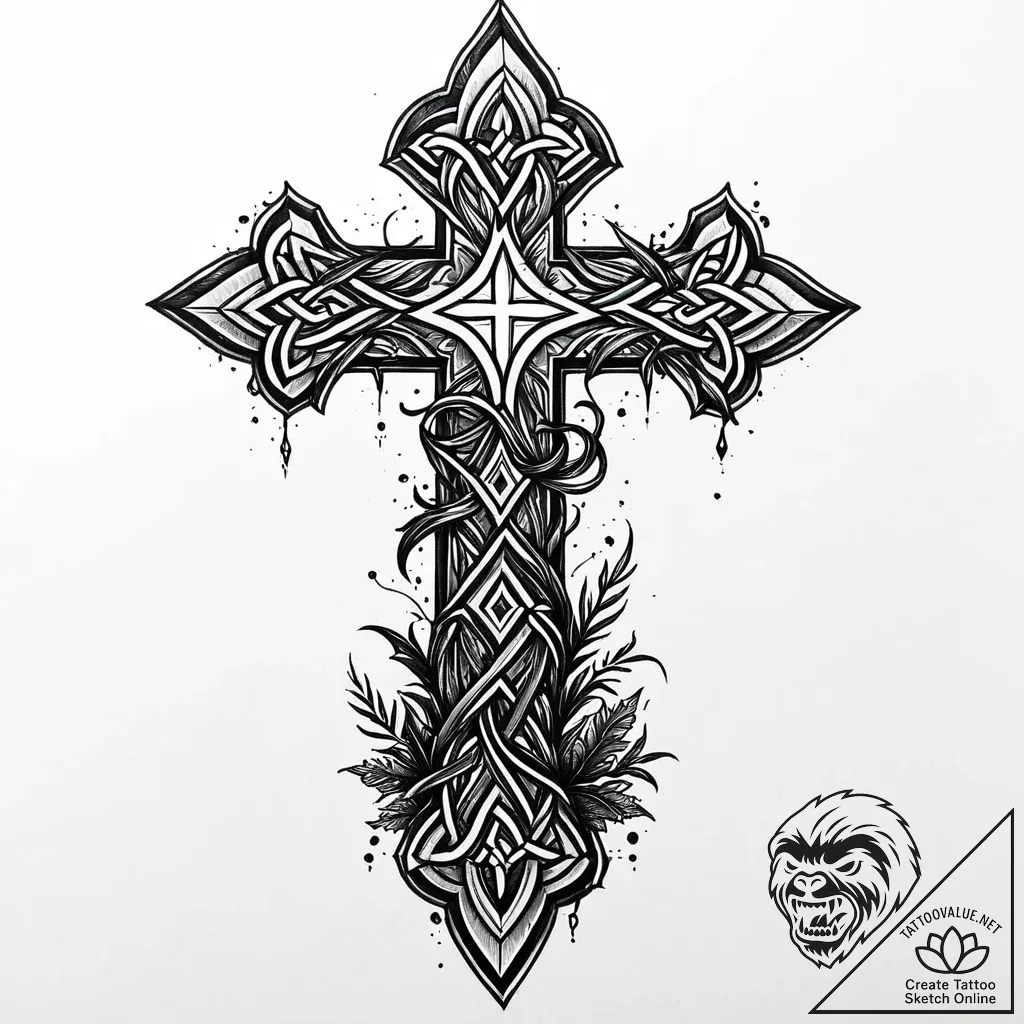 Oak rune glowing beneath moss, tattoo line ar... - style Jaeger Mini - tattoo sketch (20.11.2025 05:25)