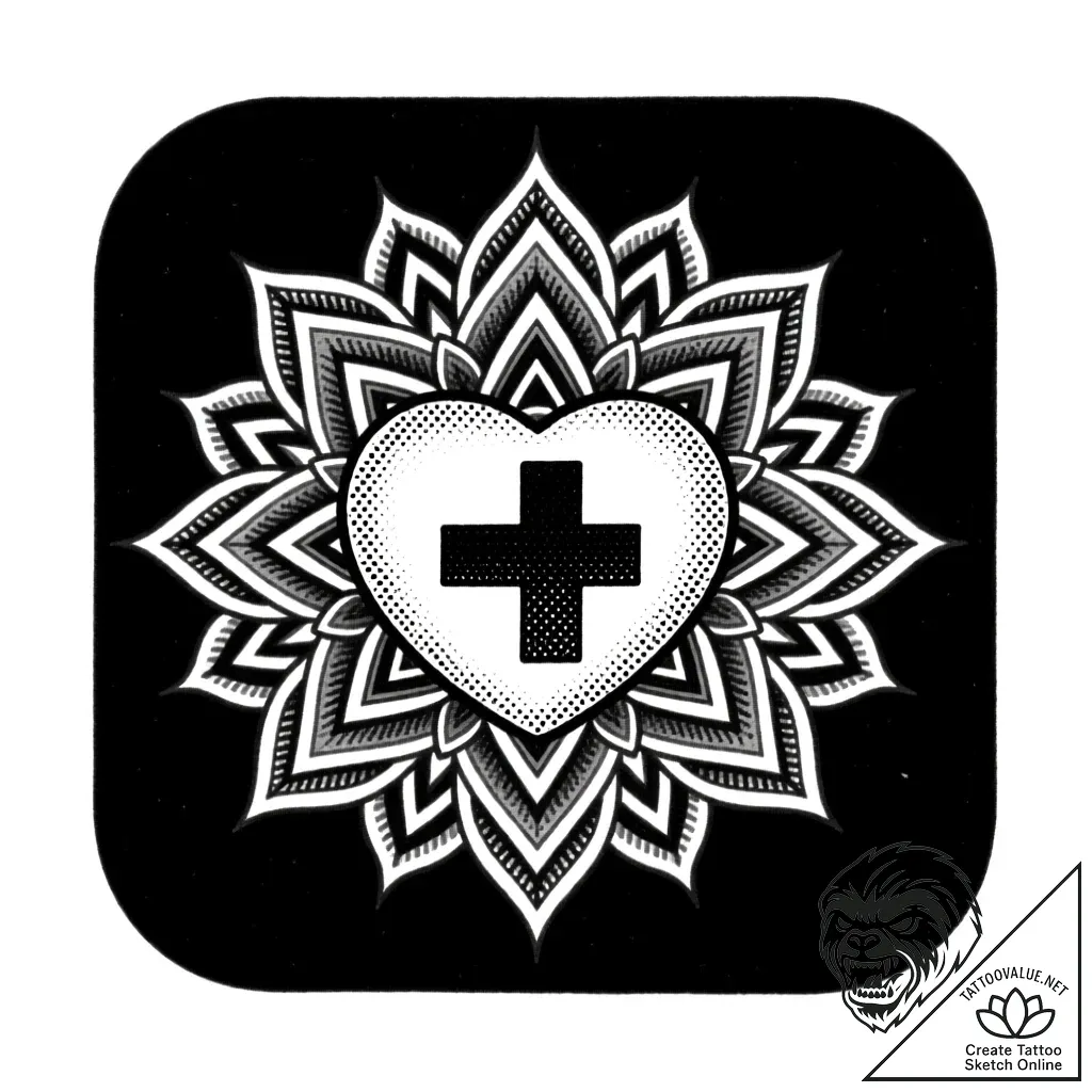 Tattoo sketch a glowing health pack icon on a... - style Flux Inscriptions - tattoo sketch (20.11.2025 06:05)