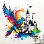 Tattoo sketch a stylized griffin flying over… – style Jaeger Simple – tattoo sketch (20.11.2025 10:24)