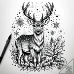 Tattoo sketch, bambi with falling snowflakes,… – style Jaeger Simple – tattoo sketch (20.11.2025 11:44)