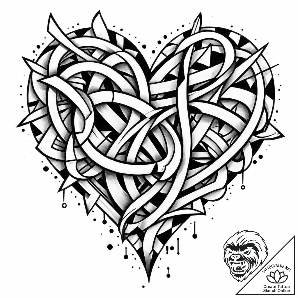 Tattoo design a geometric heart, composed of... - style Jaeger Mini - tattoo sketch (20.11.2025 14:45)