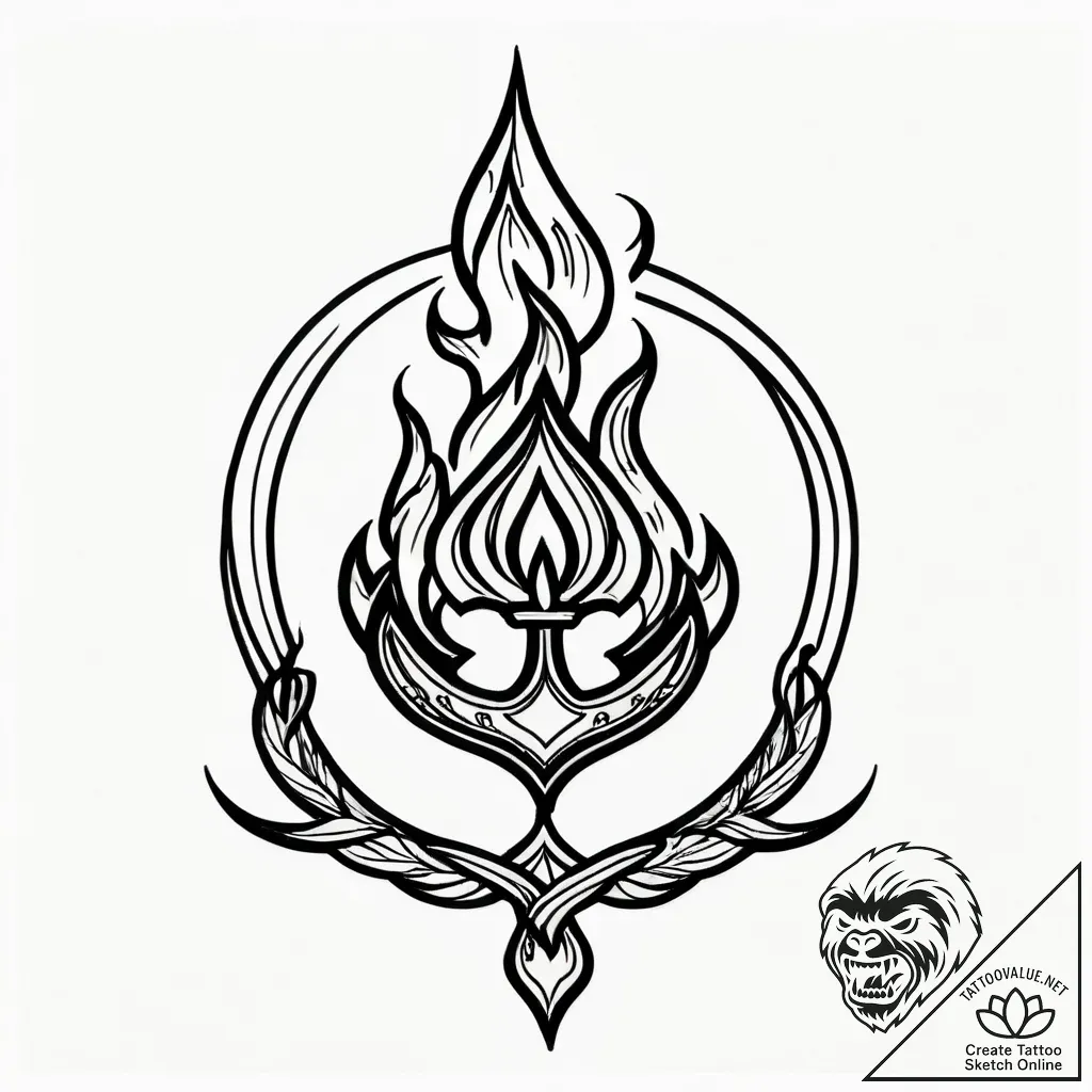 Tattoo sketch a single, powerful flame burnin... - style Jagger Old - tattoo sketch (20.11.2025 15:05)