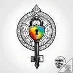 Tattoo sketch a zodiac symbol as a key to an… – style Jagger Old – tattoo sketch (20.11.2025 16:25)