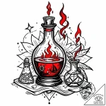 Tattoo sketch, asterix with potion bottle glo… – style Jaeger Mini – tattoo sketch (20.11.2025 17:25)