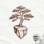 Tattoo sketch a tree growing out of rock, sym… – style Flux Inscriptions – tattoo sketch (20.11.2025 17:45)