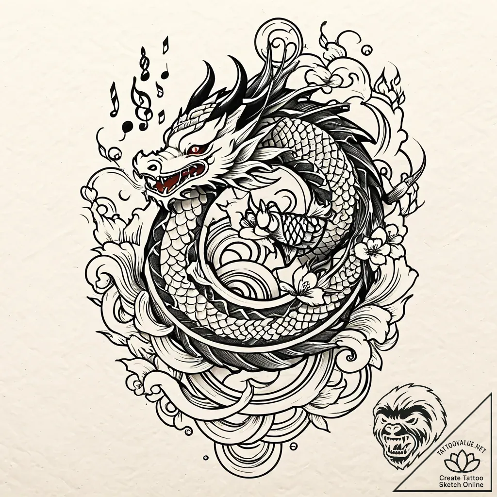 нота, concept art for tattoo, clean lines, cr... - style Jaeger Mini - tattoo sketch (20.11.2025 18:24)