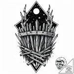Palisade of bones beneath starlight, ink illu… – style Jaeger Mini – tattoo sketch (20.11.2025 19:45)