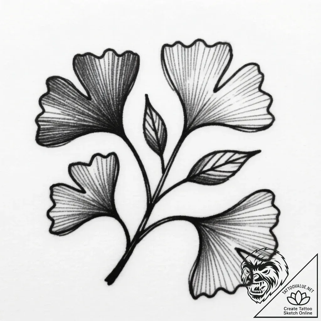 Ginkgo leaves, tattoo flash sheet design, bla... - style Flux Inscriptions - tattoo sketch (20.11.2025 20:25)