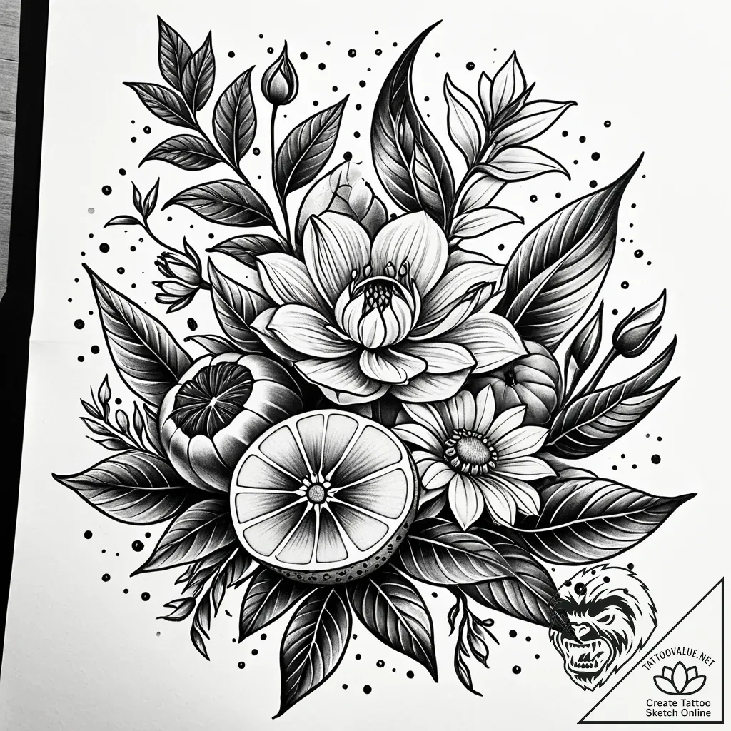 Tattoo design: a peaceful scene of mokosh ten... - style Jaeger Simple - tattoo sketch (20.11.2025 20:45)