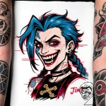 Tat tattoo sketch, jinx with wild blue hair a… – style Flux Inscriptions – tattoo sketch (20.11.2025 21:45)