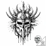 Ivory roots gripping iron helm, artistic tatt… – style Jaeger Mini – tattoo sketch (20.11.2025 23:45)