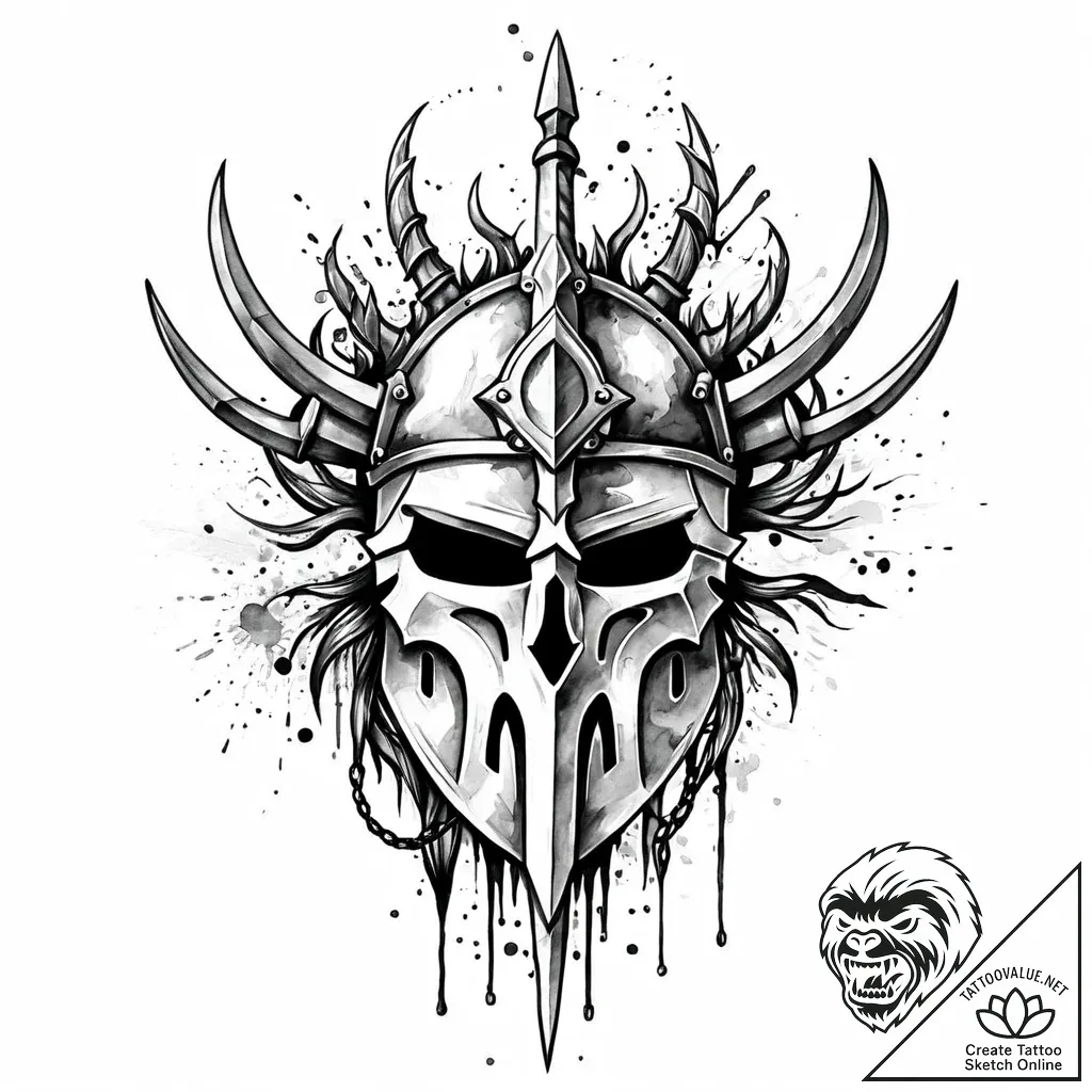 Ivory roots gripping iron helm, artistic tatt... - style Jaeger Mini - tattoo sketch (20.11.2025 23:45)
