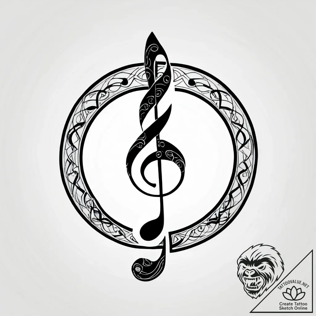 Tattoo sketch, treble clef formed from intert... - style Jagger Old - tattoo sketch (21.11.2025 00:05)