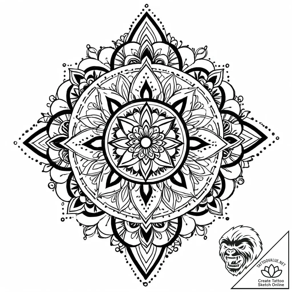 Tattoo design: a geometrical mandala incorpor... - style Jaeger Mini - tattoo sketch (21.11.2025 01:05)