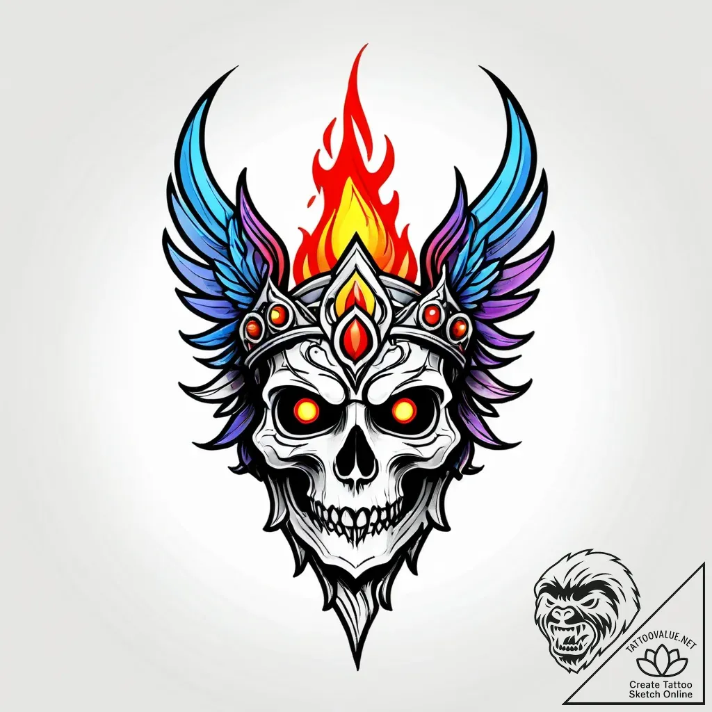 Angelic helm with flame crest, tattoo line ar... - style Jagger Old - tattoo sketch (21.11.2025 02:45)