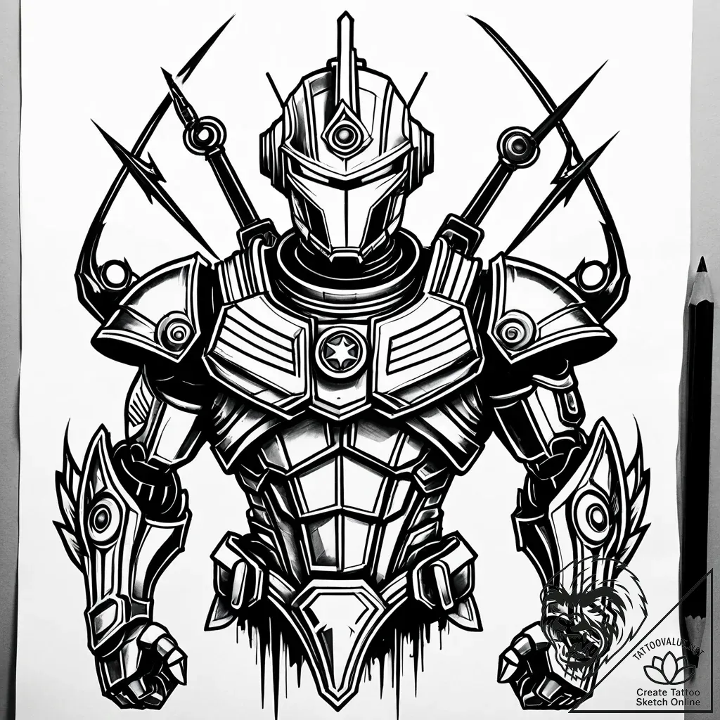 Tattoo sketch, vectorвђ™s robot army silhouet... - style Jaeger Simple - tattoo sketch (21.11.2025 03:25)