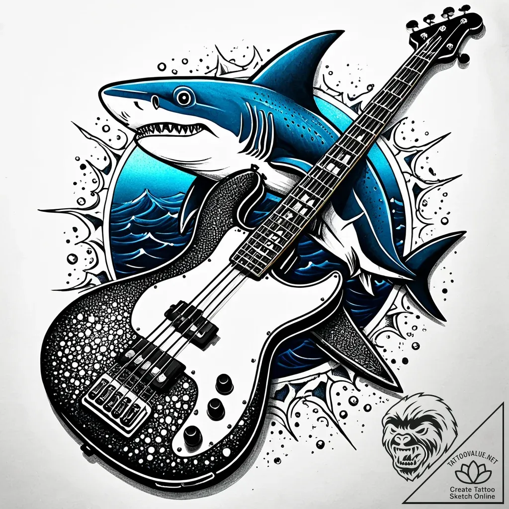 Tat tattoo sketch, electric bass guitar shape... - style Jaeger Simple - tattoo sketch (21.11.2025 04:45)