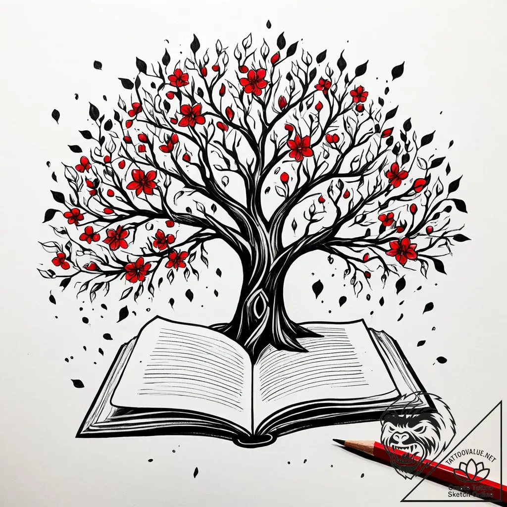 Tat tattoo sketch, student reading beneath bl... - style Jaeger Simple - tattoo sketch (21.11.2025 06:05)