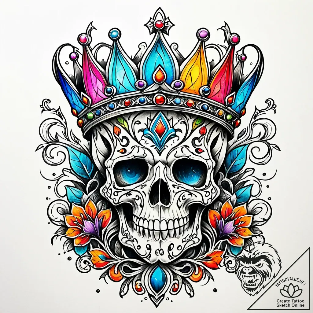 Decaying crown with fungal growth, tattoo lin... - style Jaeger Simple - tattoo sketch (21.11.2025 07:25)