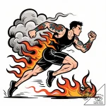 Tat tattoo sketch, athlete running through bu… – style Flux Inscriptions – tattoo sketch (21.11.2025 08:25)
