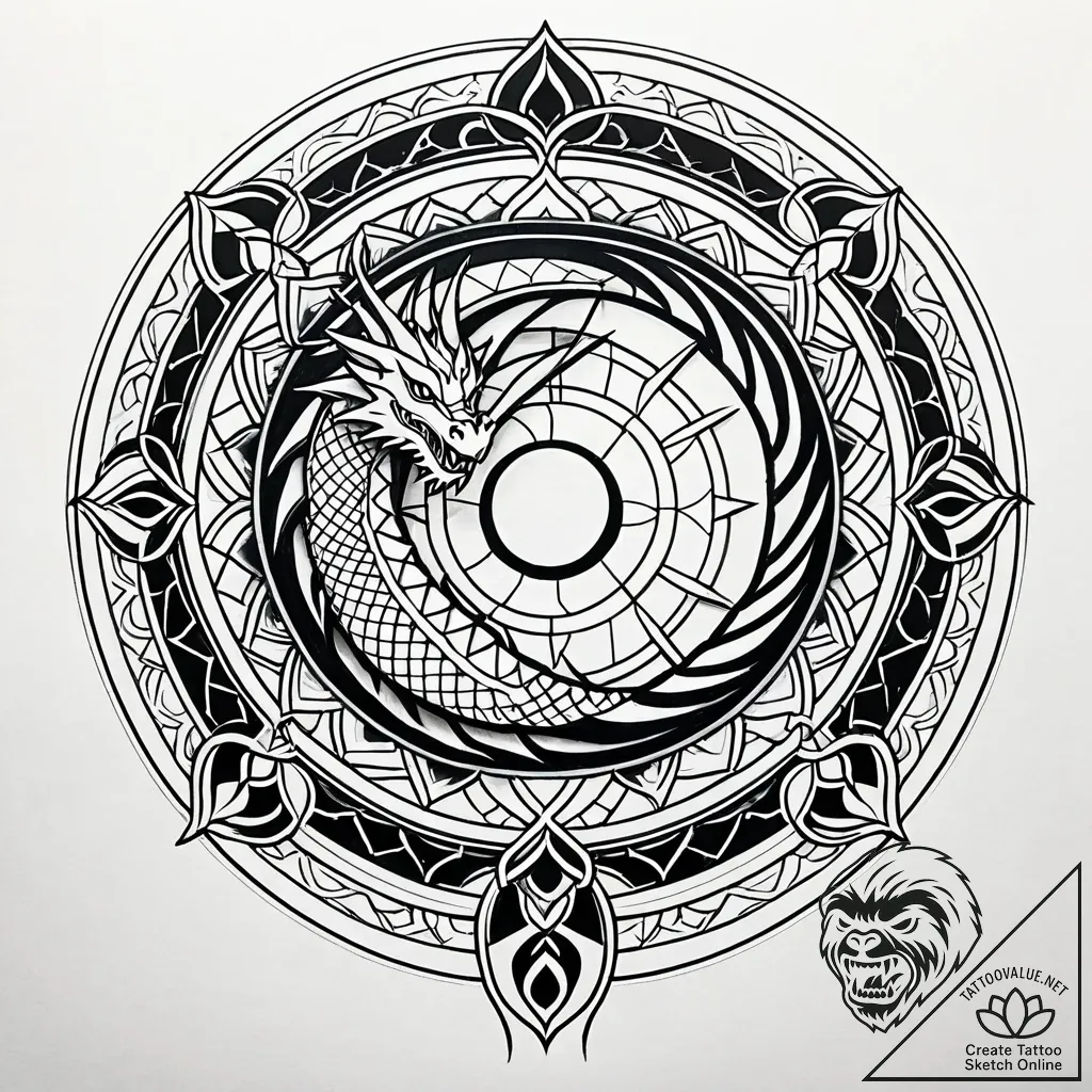 Tat tattoo sketch, dragon form nimona coiled... - style Jaeger Simple - tattoo sketch (21.11.2025 11:24)