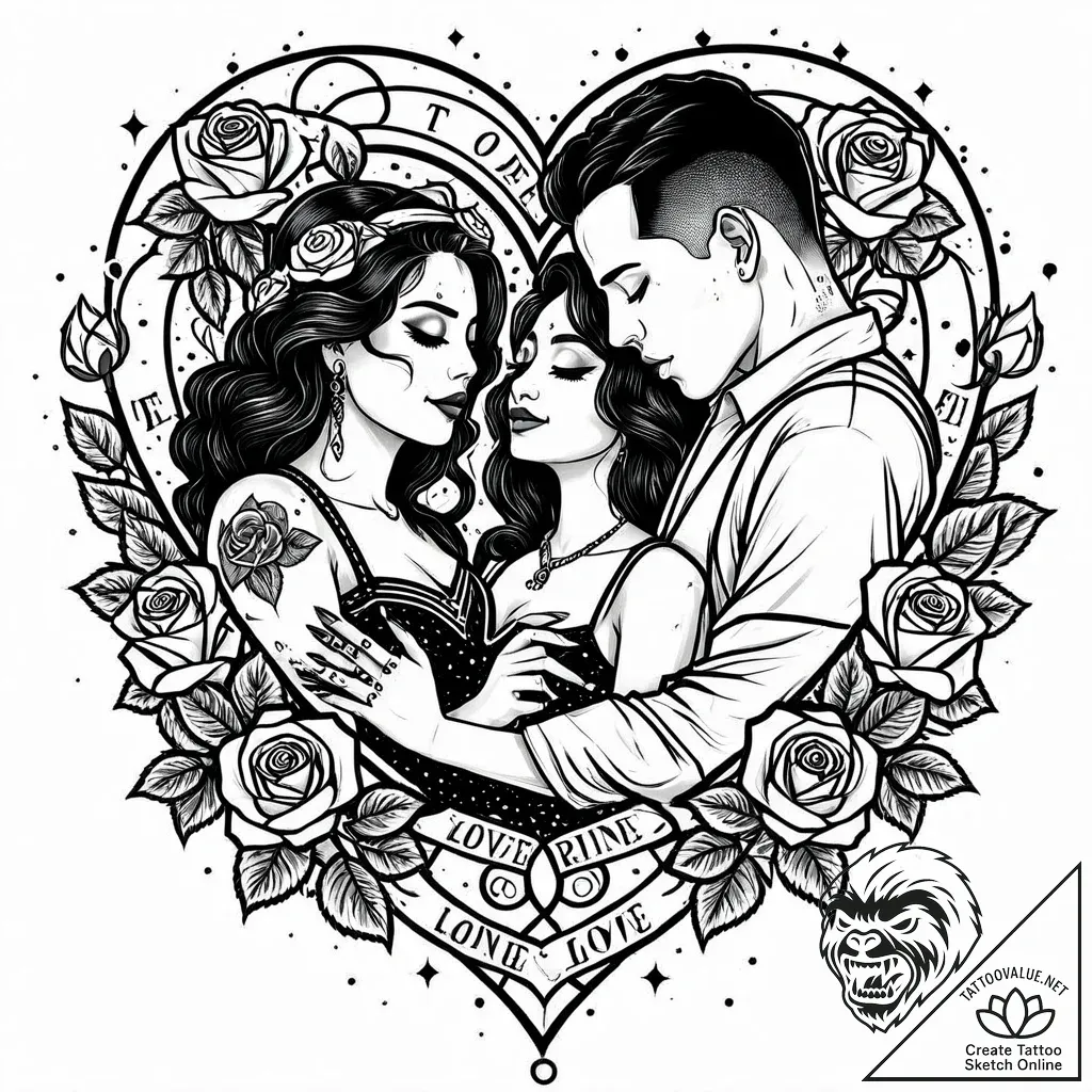 Tat tattoo sketch, romantic couple holding ha... - style Jaeger Mini - tattoo sketch (21.11.2025 11:45)
