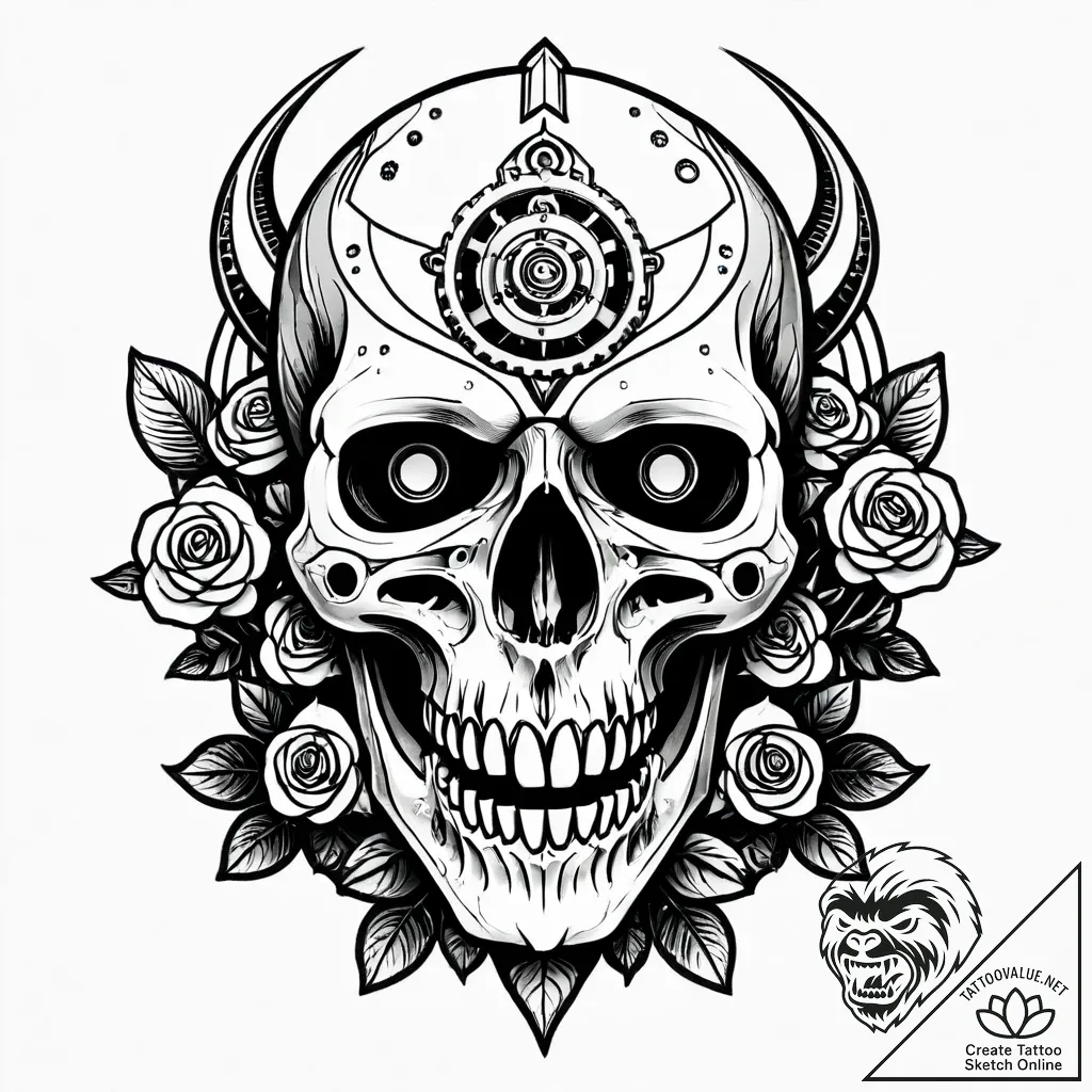 Tat tattoo sketch, cybernetic skull with led... - style Jagger Old - tattoo sketch (21.11.2025 12:05)