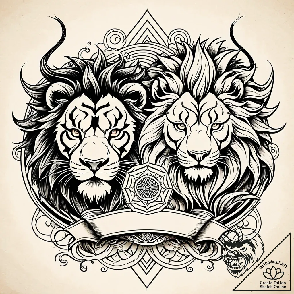 Tattoo sketch a powerful image of a lion and... - style Jaeger Simple - tattoo sketch (21.11.2025 12:45)