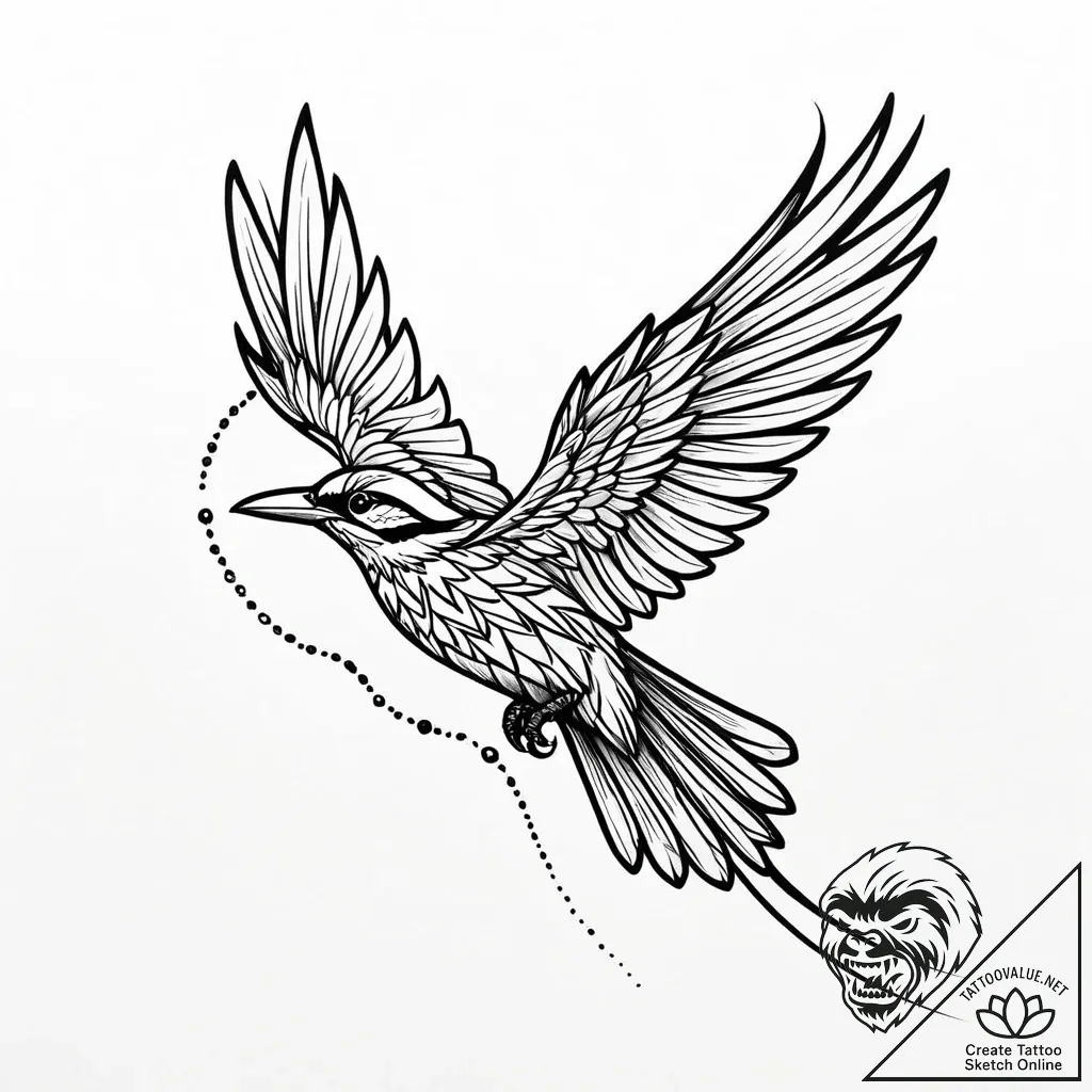 Tattoo sketch, minimalistic bird in flight wi... - style Jaeger Mini - tattoo sketch (21.11.2025 13:05)