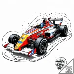 A formula 1 race car speeding down the track,… – style Jaeger Mini – tattoo sketch (21.11.2025 14:25)