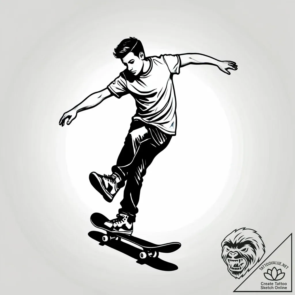 Tat tattoo sketch, skateboarder in mid-air si... - style Jagger Old - tattoo sketch (21.11.2025 14:45)