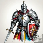 Tat tattoo sketch, heroic knight clad in shin… – style Jaeger Simple – tattoo sketch (21.11.2025 15:25)
