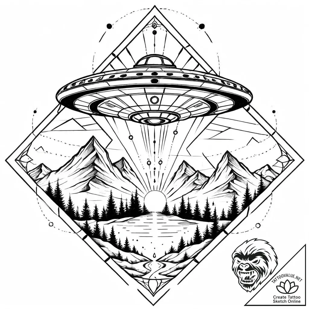 Ufo beaming up a cat, tattoo sketch design, o... - style Jaeger Mini - tattoo sketch (21.11.2025 17:04)
